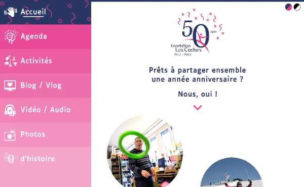 Capture d'écran du site anniversaire des 50 ans de la fondation des Castors réalisé par sirup en 2023