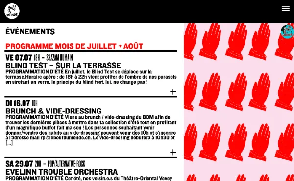 Capture d'écran du site Le Bout du Monde codé par sirup en 2023