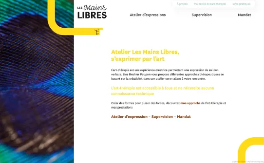 Capture d'écran du site pour Lise Brahier Poupon,  art-thérapeute de Lajoux dans le Jura par sirup en août 2022