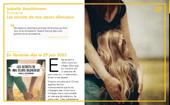 Capture d'écran du site web de l'écrivaine Isabelle Aeschlimann réalisé par sirup en 2021