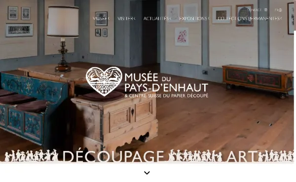 Capture d'écran du site pour un musée à Chateau d'Oex réalisé par sirup en 2023