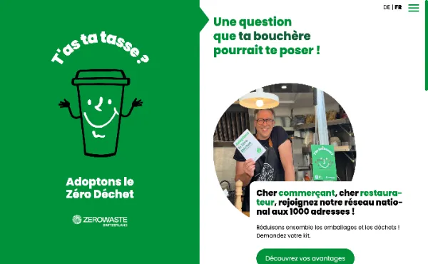 Capture d'écran du site Réseau 0 déchet conçu par sirup en 2023