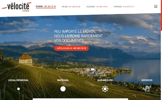 Capture d'écran du site Vélocité Riviera réalisé par sirup en 2023