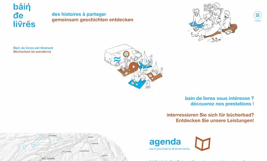 Capture d'écran du site Bain de livres réalisé par sirup en 2024