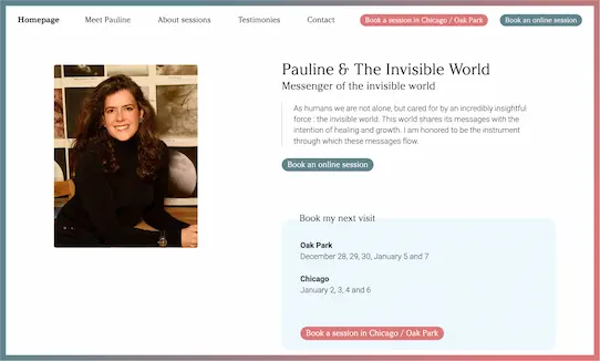 Capture d'écran site internet pour Pauline Miserez Medium @ The invisible the invisible world