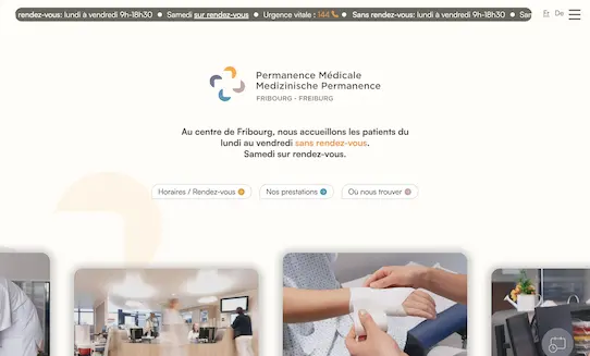Aperçu du site pour la Permanence Médicale de Fribourg