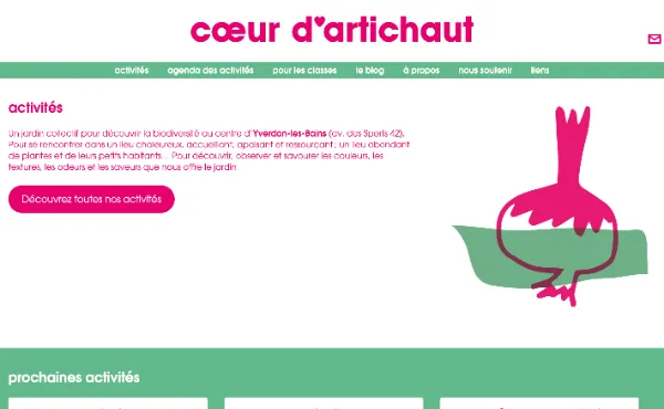 Capture d'écran du site Coeur d'artichaut à Yverdon-les-bains développé par sirup en 2021